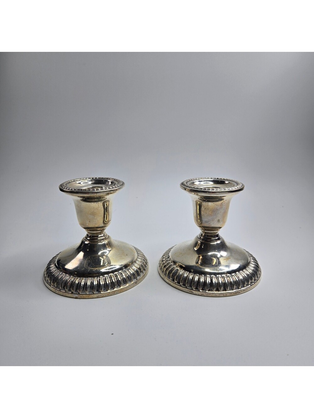 Vintage Birks Sterling Silver Weighted Candlesticks Pair EPNS Base Plate Canada